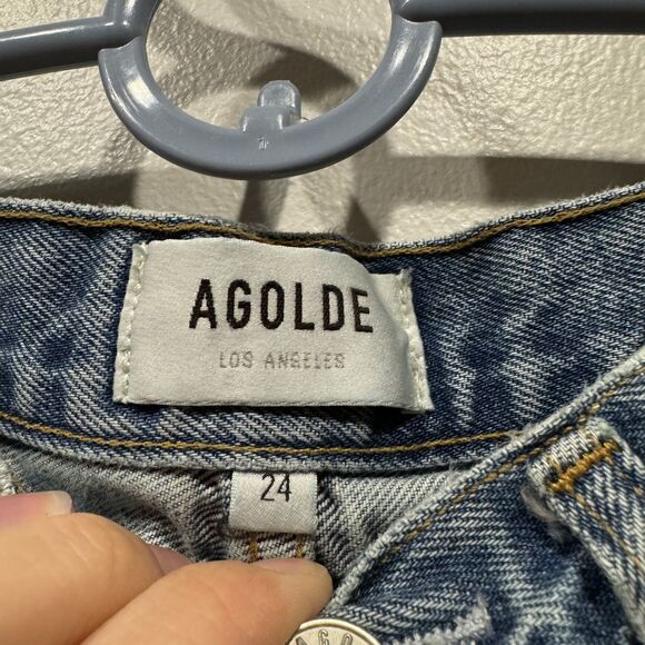 Agolde Relaxed Boot Jeans Organic Cotton Button Fly Relaxed Wireless Women sz 24 - Picture 5 of 10